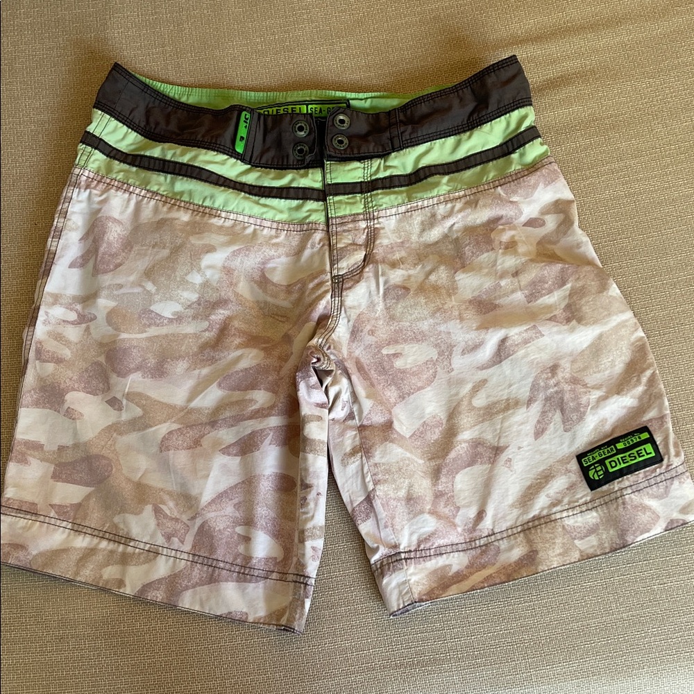 Diesel Camouflage Shorts with Brown and Green Highlights